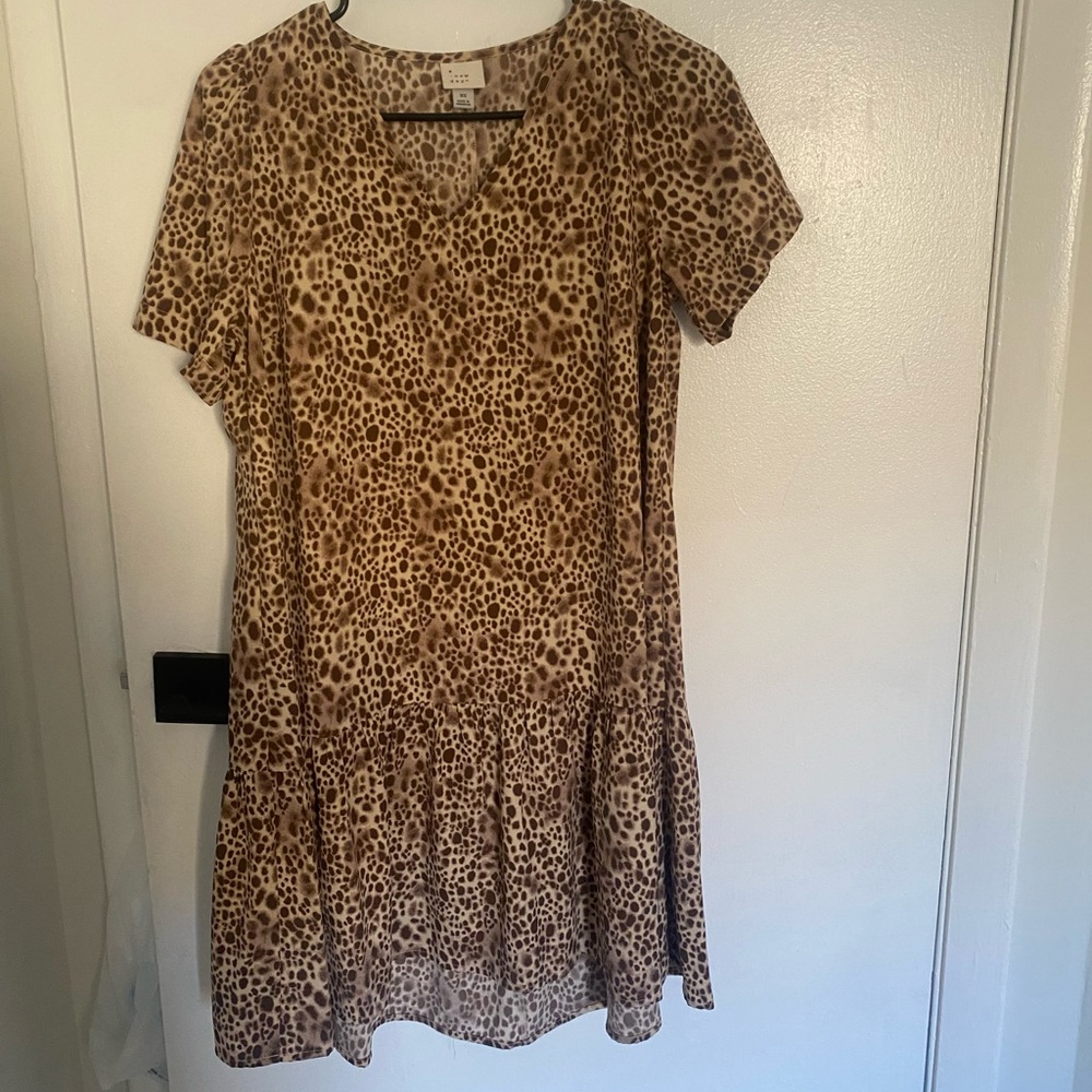 A New Day Drop Waist Cheetah Dress XS